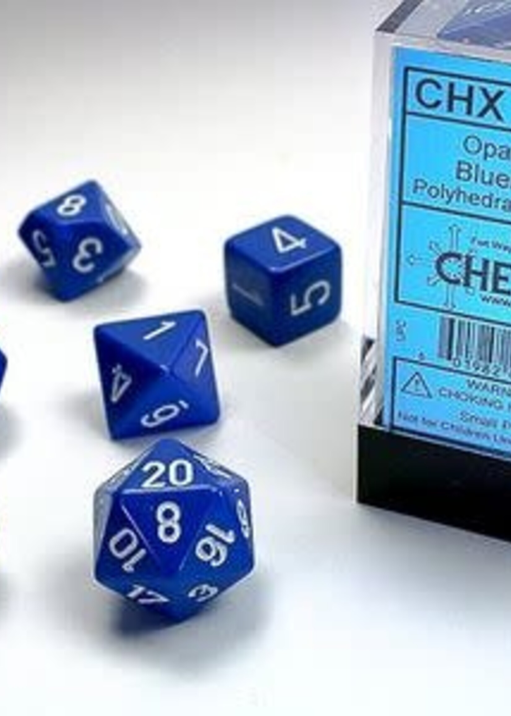 Chessex (CHX) Opaque Blue w White RPG Set (7)