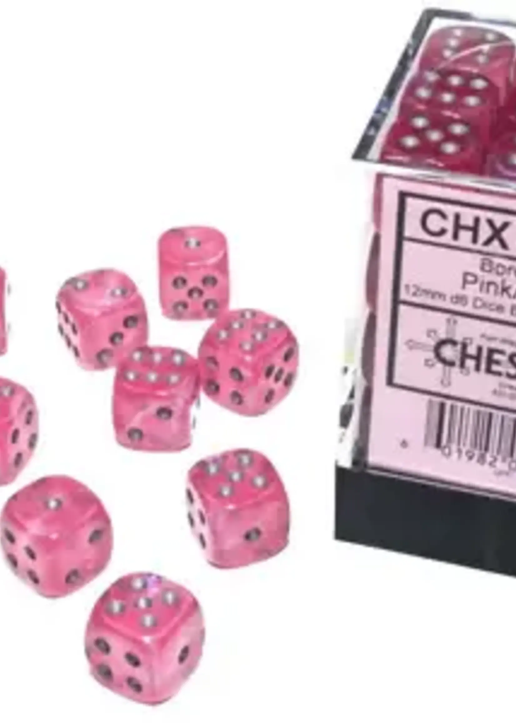 Chessex (CHX) Borealis Luminary Pink w Silver 12mm d6 Set (36)
