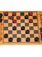 Wood Expressions 14.5 in. Red and Black Solid Wood Checkers Set