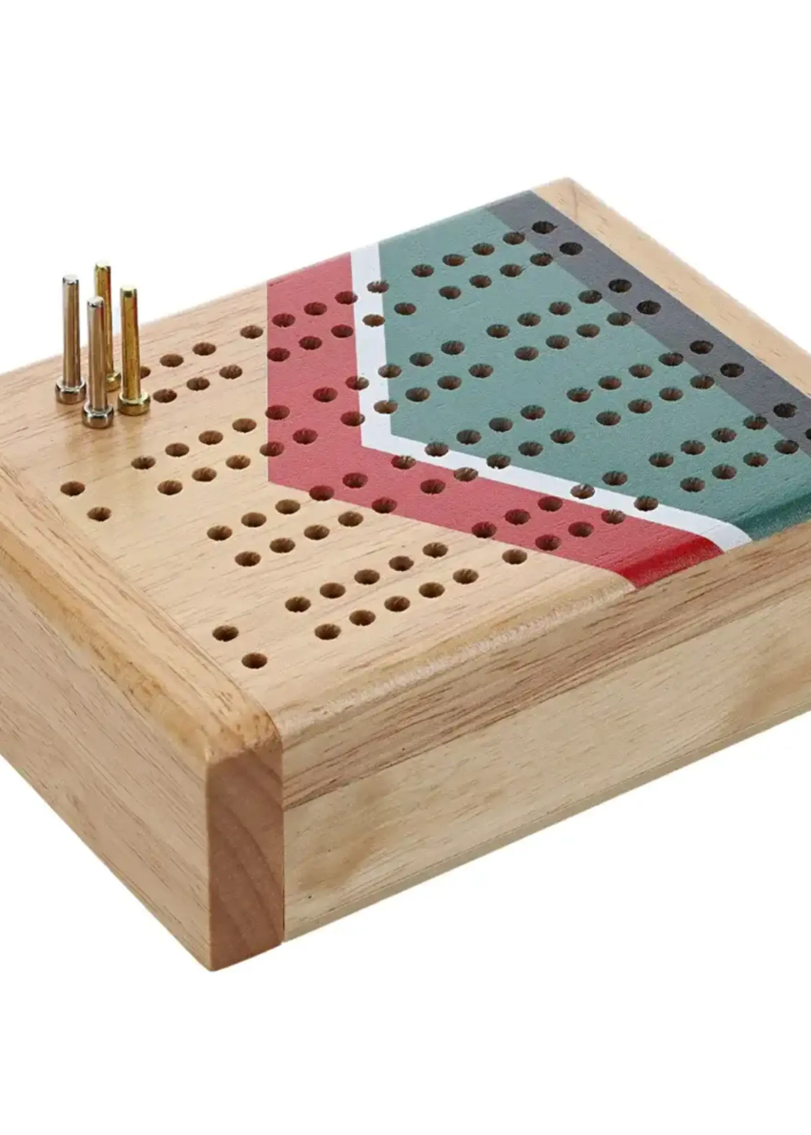 Wood Expressions Mini Travel Cribbage Set - Nautical Print - Wood, 2 Track