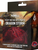 FanRoll by Metallic Dice Games (MDG) Velvet Dice Bag w Pockets - Dragon Storm Red