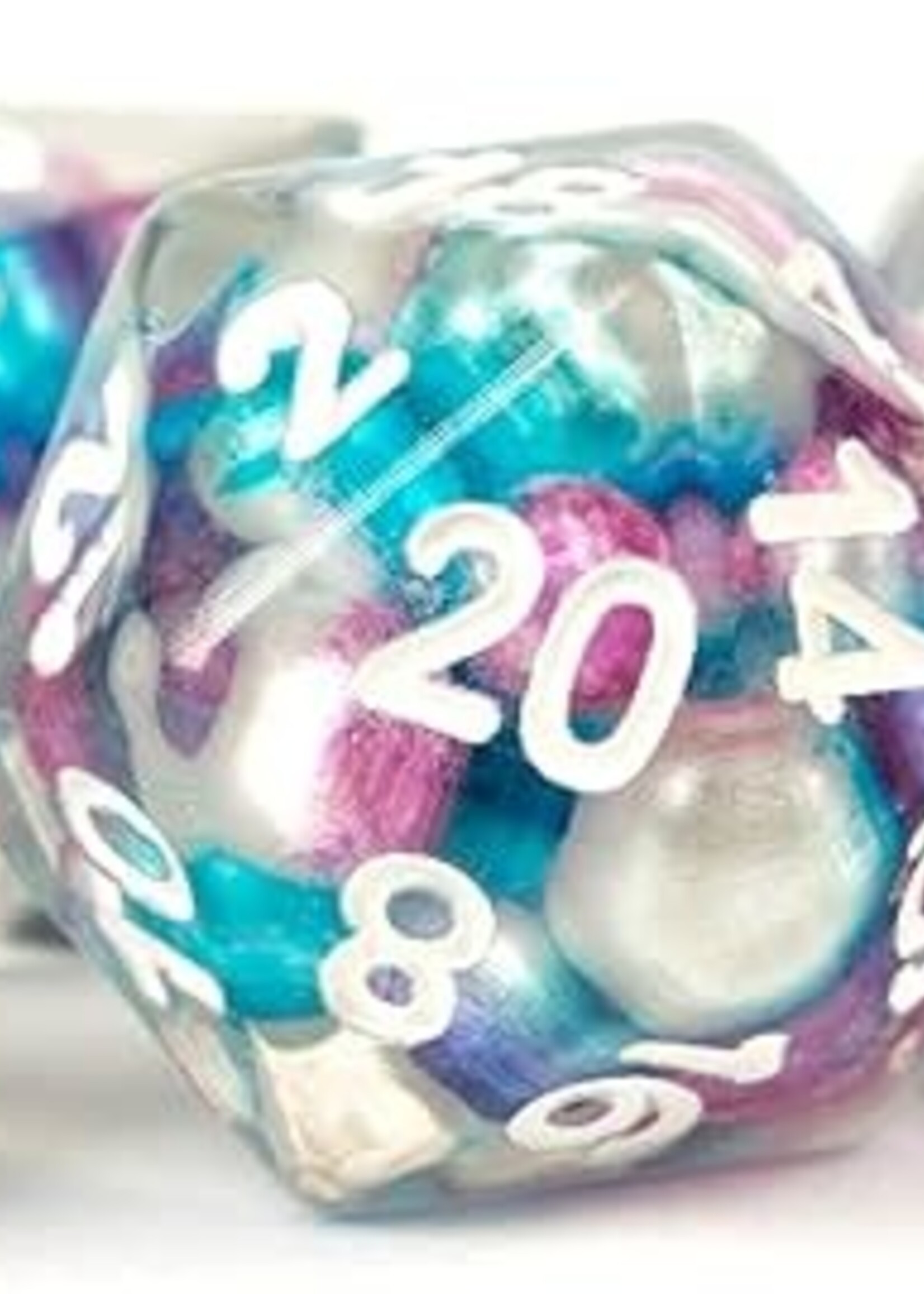 FanRoll by Metallic Dice Games (MDG) Pearl w Gradient PRPL/Teal/WHT RPG Set (7)