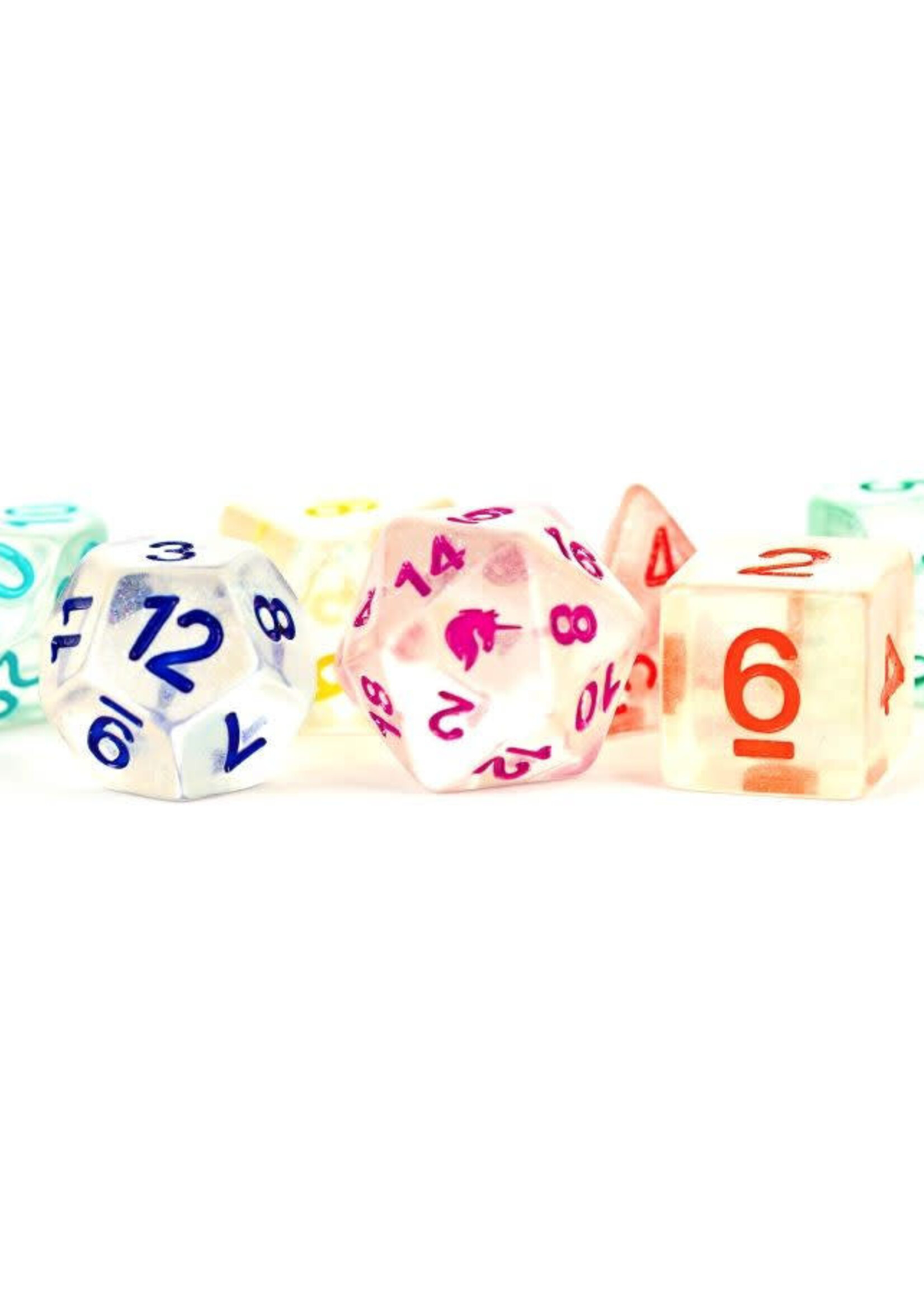 FanRoll by Metallic Dice Games (MDG) Unicorn Rainbow Ice RPG Set (7)