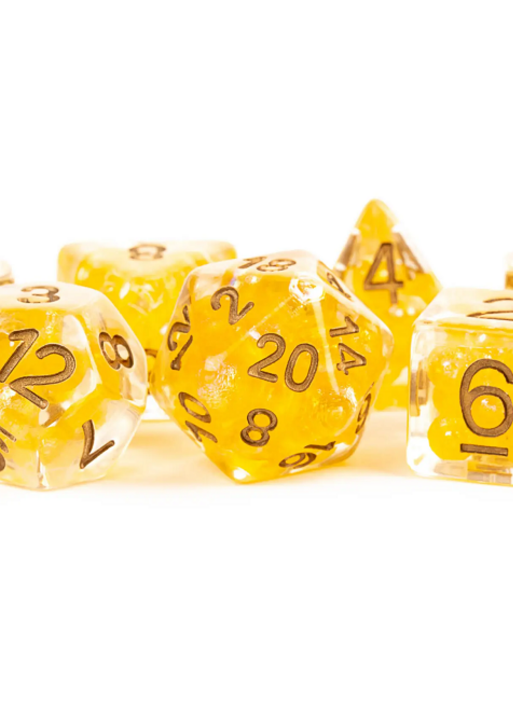 FanRoll by Metallic Dice Games (MDG) Pearl Citrine w/ Copper Dice RPG Set (7)