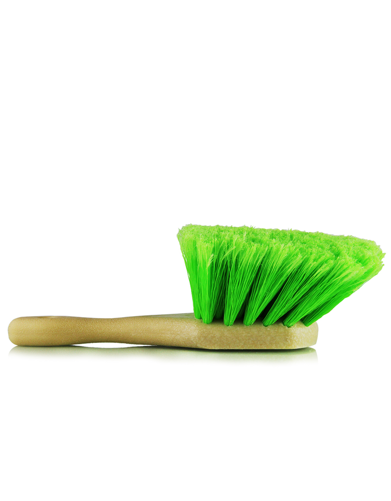 Chemical Guys Tire/Wheel Brush- Heavy Cleaning With Gentle Feathered Bristles Short Handle Green Bristles