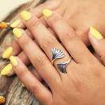 Nina Designs Sterling Silver Adjustable Ginkgo leaf  Ring