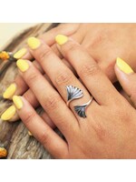 Nina Designs Sterling Silver Adjustable Ginkgo leaf  Ring