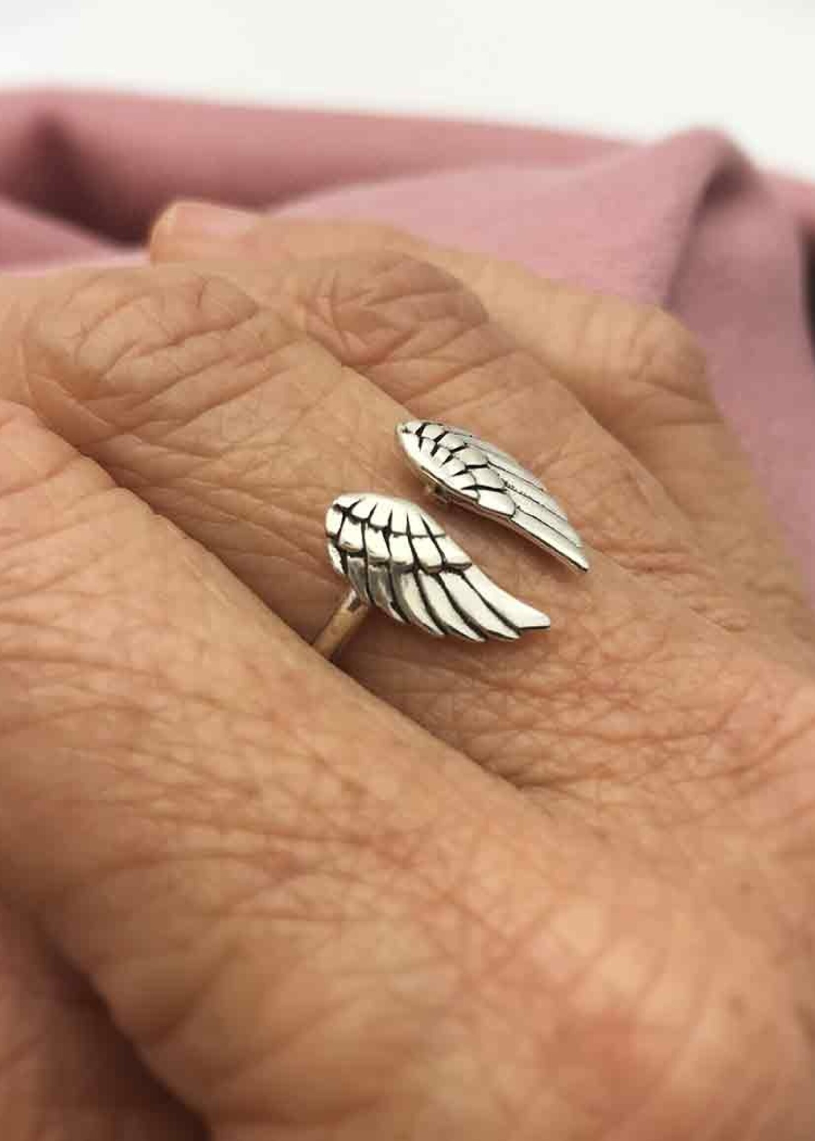 Nina Designs Sterling Silver Adjustable Angel Wing Ring