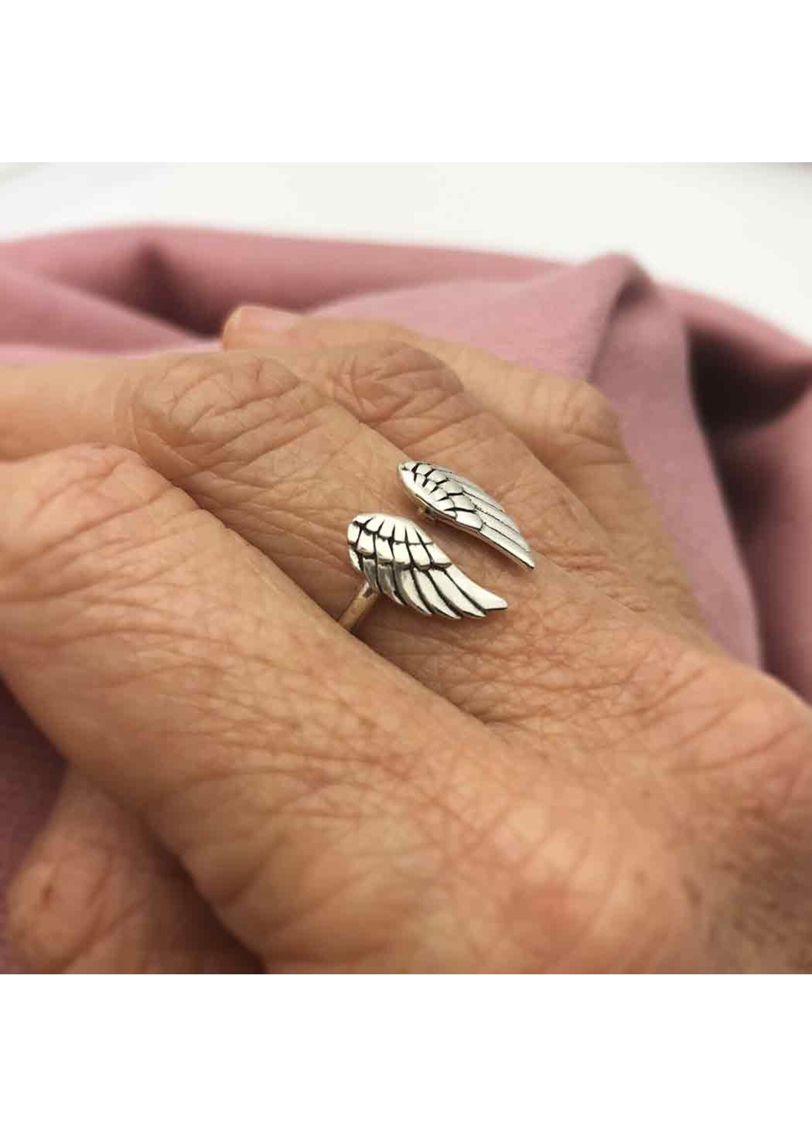 Nina Designs Sterling Silver Adjustable Angel Wing Ring