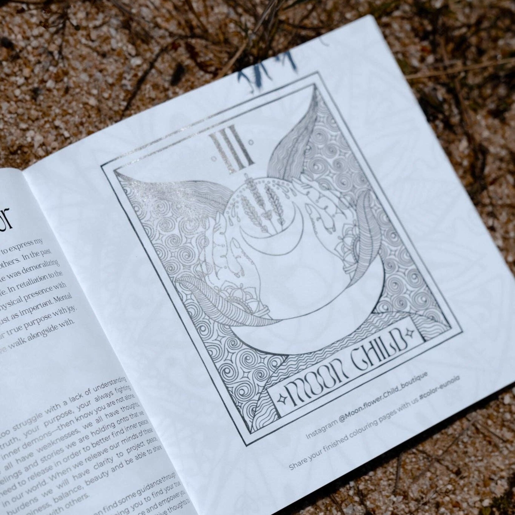moon flower child Eunoia: Beautiful Thinking; a well mind - Mindful Coloring book
