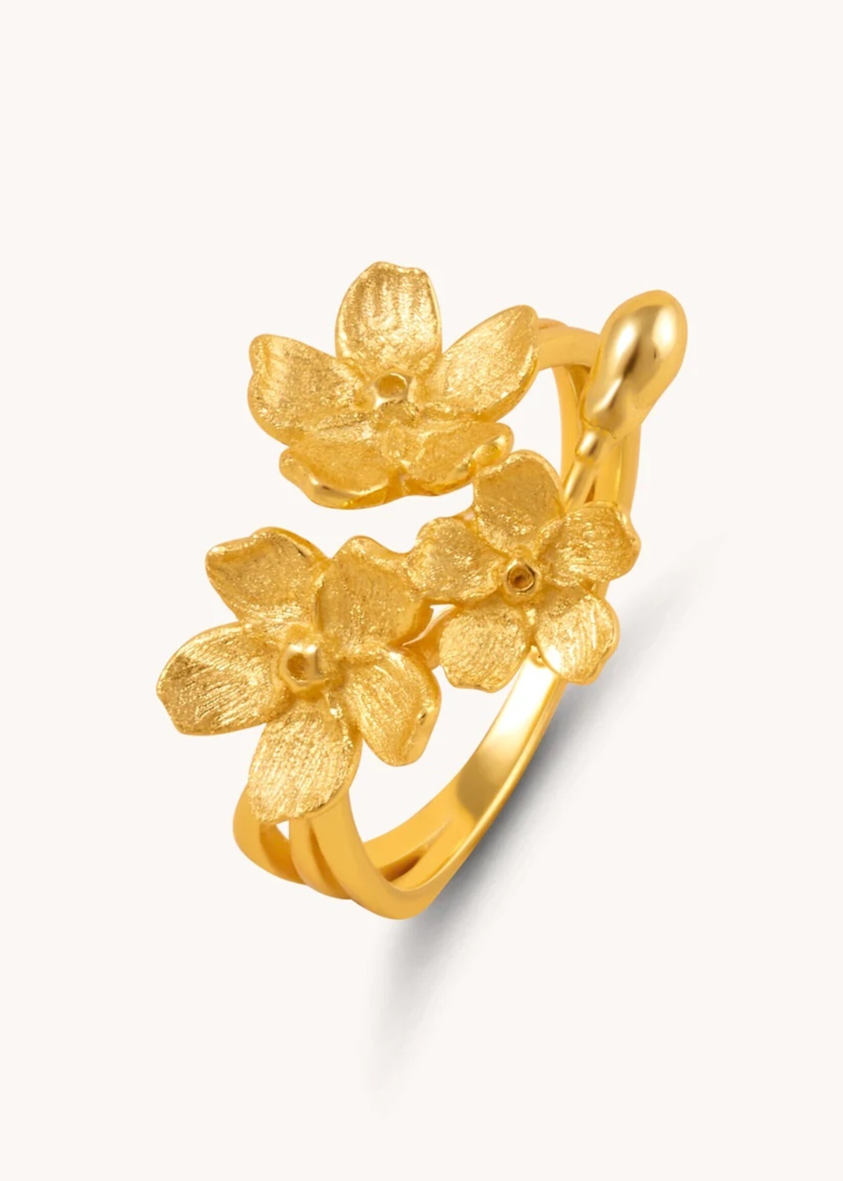 Gratinsta Gratinsta  Cherry blossom bunch gold adjustable ring