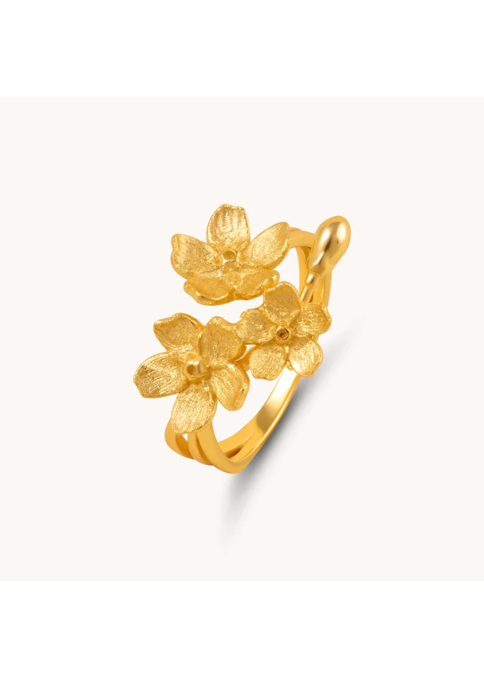 Gratinsta Gratinsta  Cherry blossom bunch gold adjustable ring