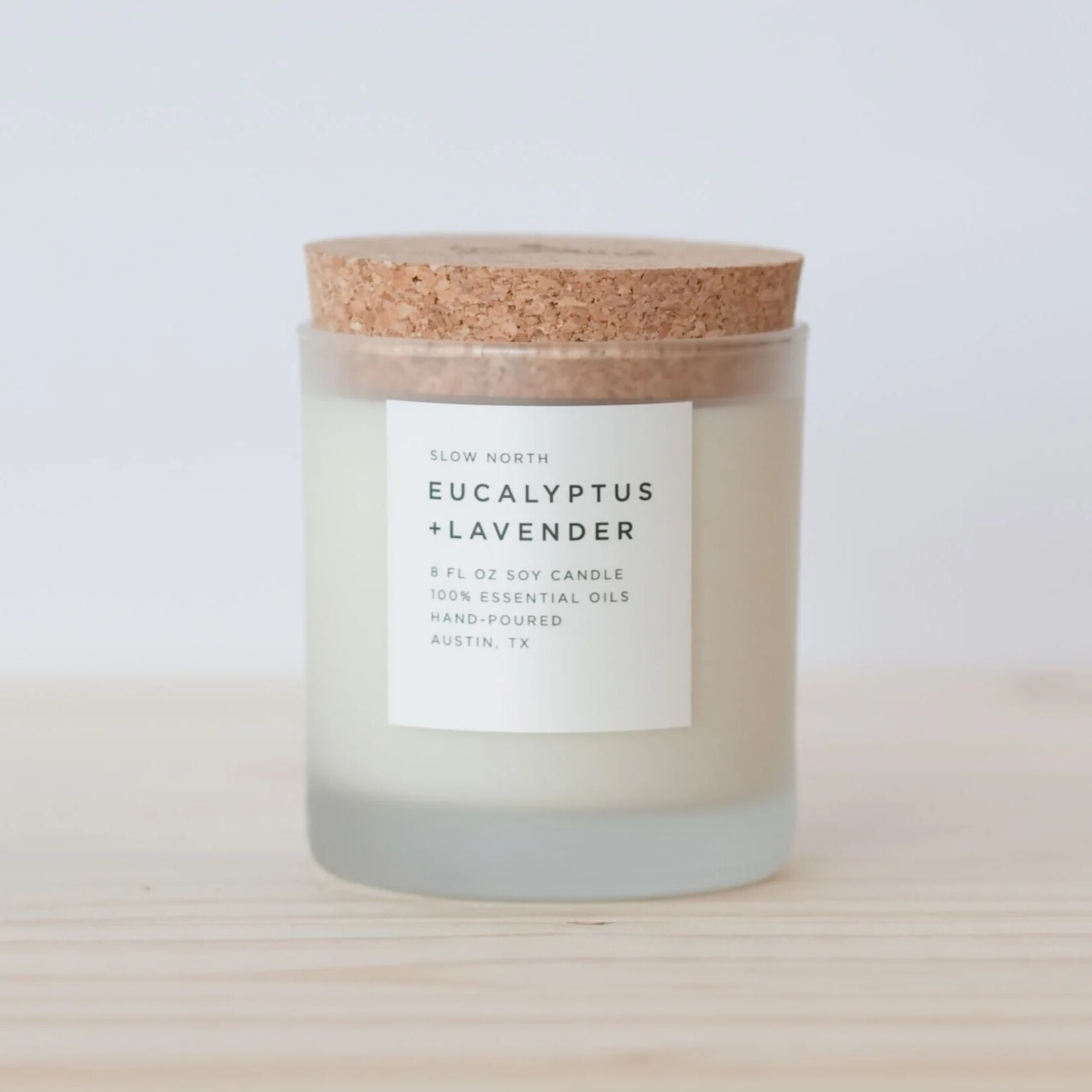 slow north Eucalyptus + Lavender Frosted Candle