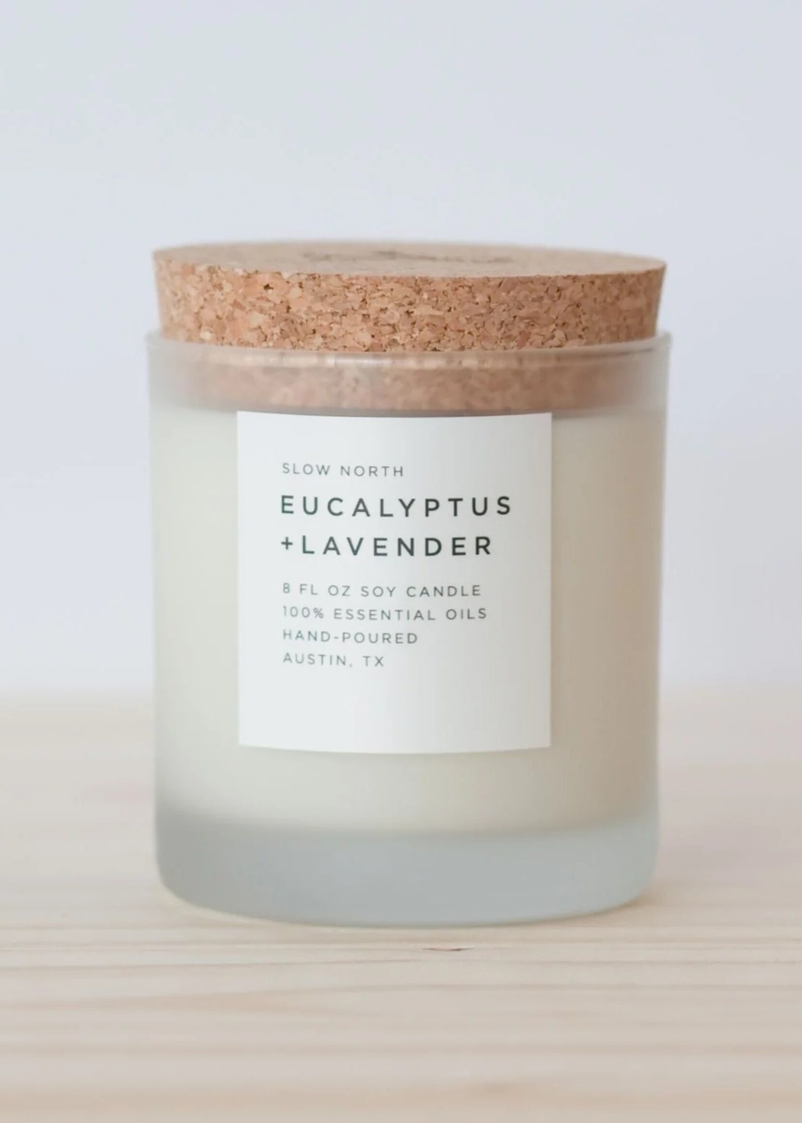 slow north Eucalyptus + Lavender Frosted Candle