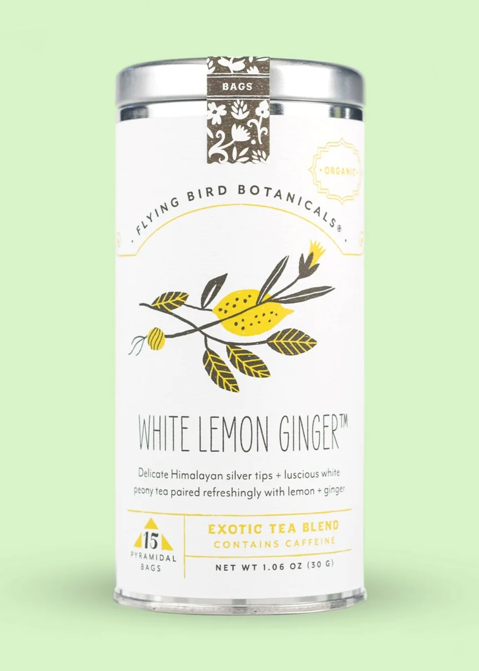 Treehouse Originals Flying bird Botanical white lemon ginger tea bag tea tin
