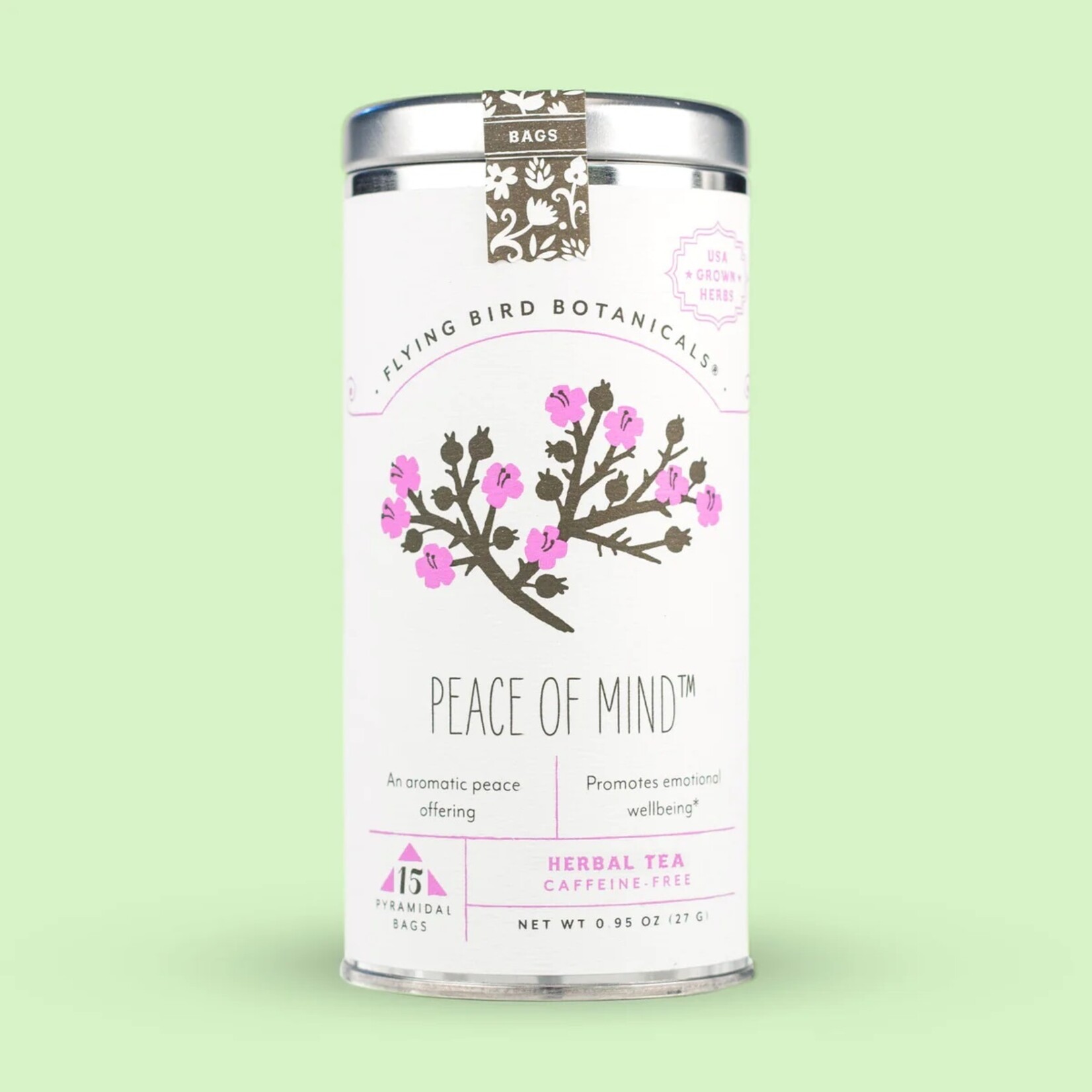 Treehouse Originals Flying bird Botanical peace of mind tea bag tea tin