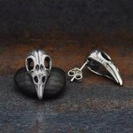 Nina Designs Nd  Sterling Silver Raven Skull Post Earrings 21x11mm T6395