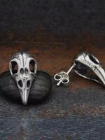 Nina Designs Nd  Sterling Silver Raven Skull Post Earrings 21x11mm T6395