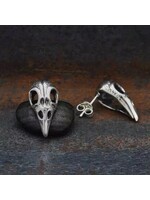 Nina Designs Nd  Sterling Silver Raven Skull Post Earrings 21x11mm T6395
