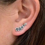 Nina Designs Nd  Sterling Silver Cherry Blossom Ear Climbers 7x18mm AT6006