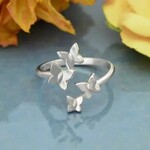 Nina Designs Nd Sterling Silver  Adjustable Butterfly Cluster Ring