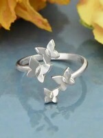 Nina Designs Nd Sterling Silver  Adjustable Butterfly Cluster Ring