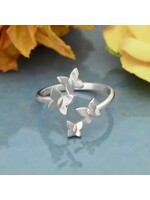 Nina Designs Nd Sterling Silver  Adjustable Butterfly Cluster Ring