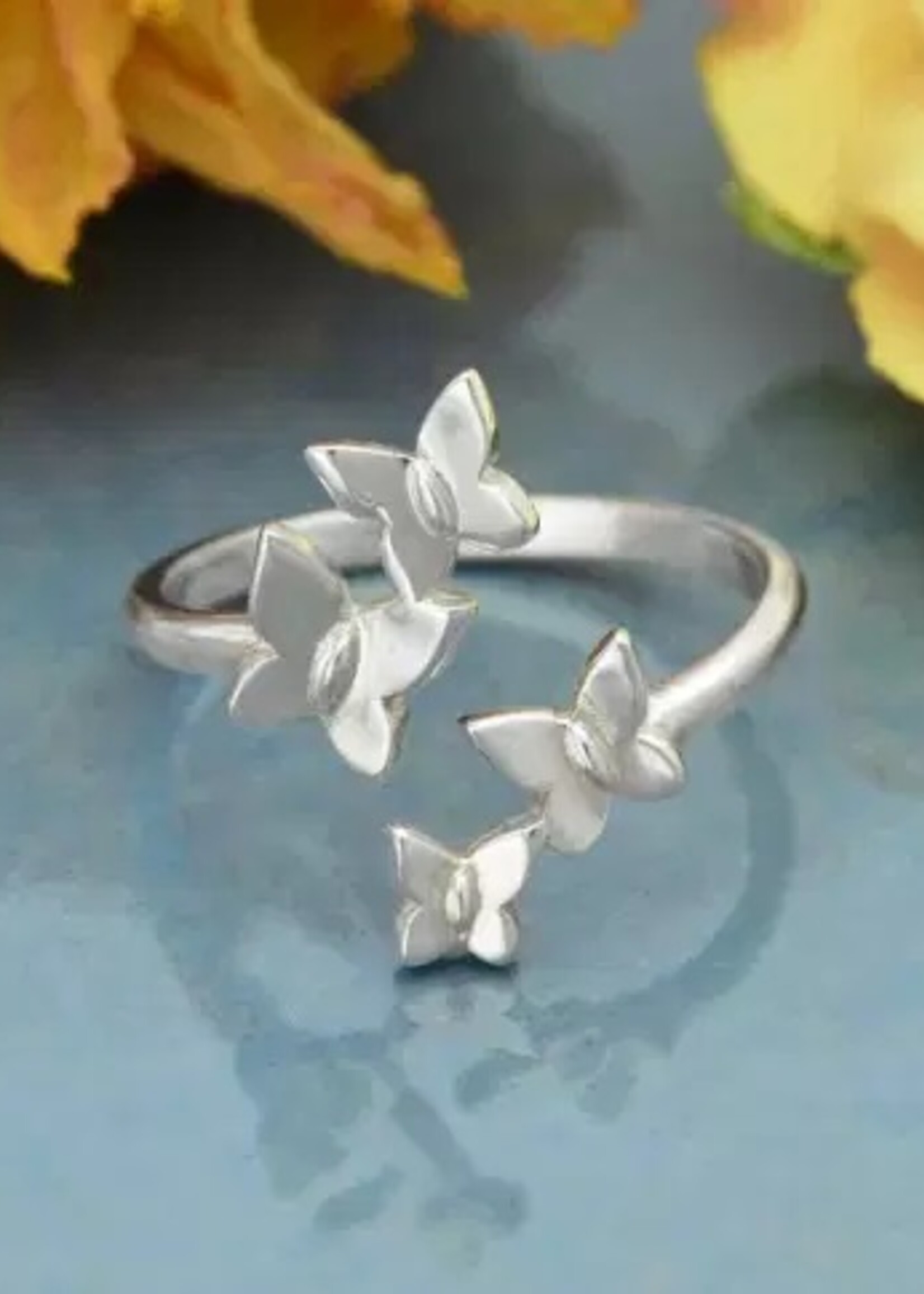 Nina Designs Nd Sterling Silver  Adjustable Butterfly Cluster Ring