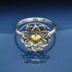 Nina Designs Nd  Sterling Silver Lotus Ring with Bronze Heart 8