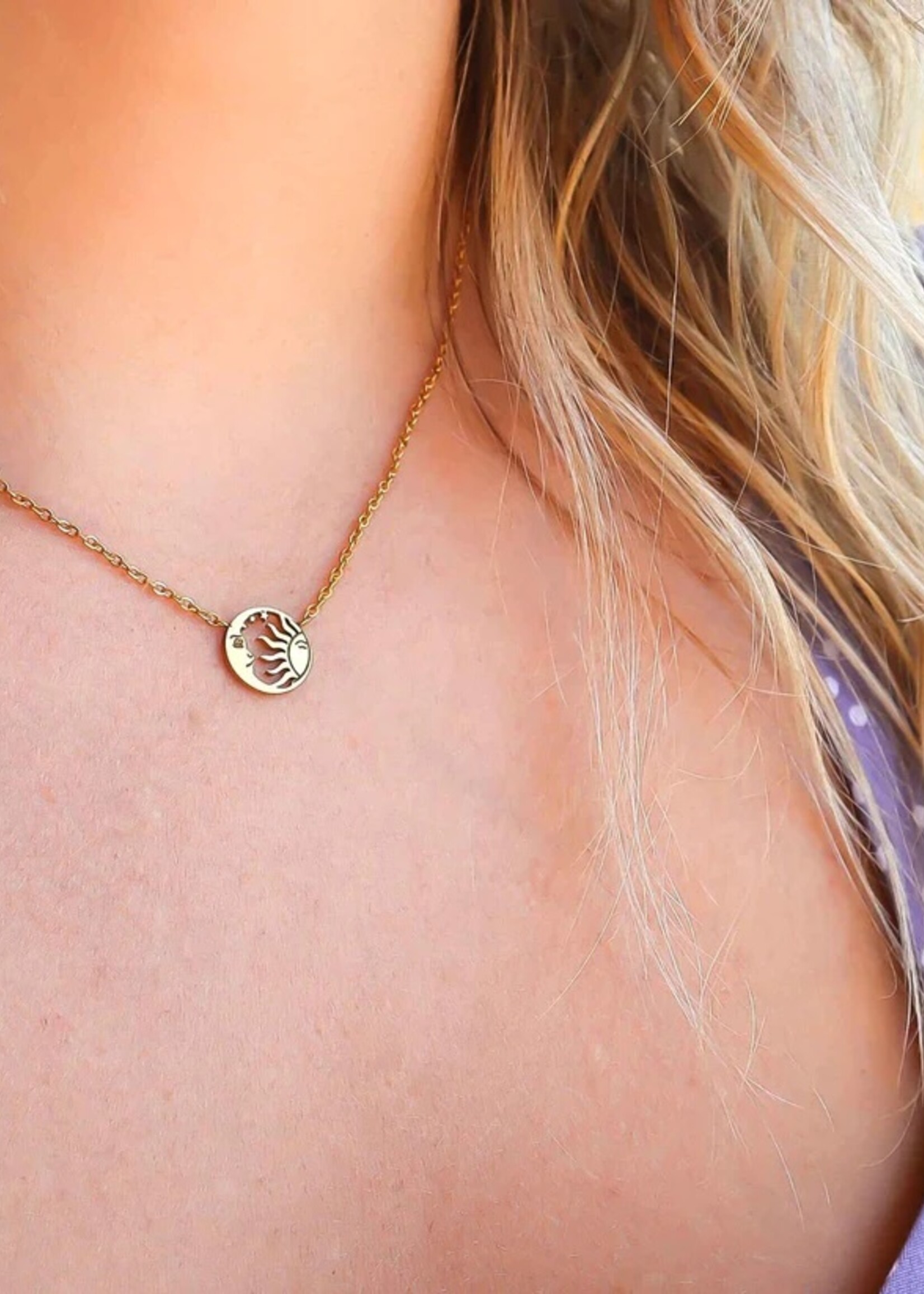 Aryenne Jewelry & Suncatchers Aryenne Jewelry & Suncatchers  Tiny Sun & Moon Necklace gold