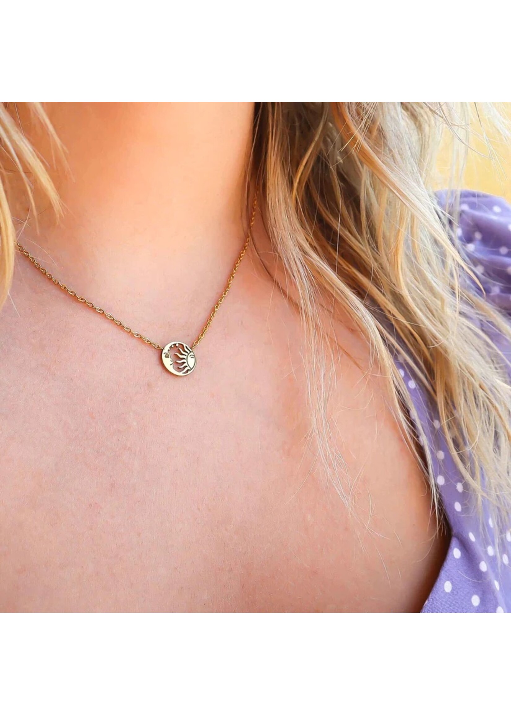 Aryenne Jewelry & Suncatchers Aryenne Jewelry & Suncatchers  Tiny Sun & Moon Necklace gold