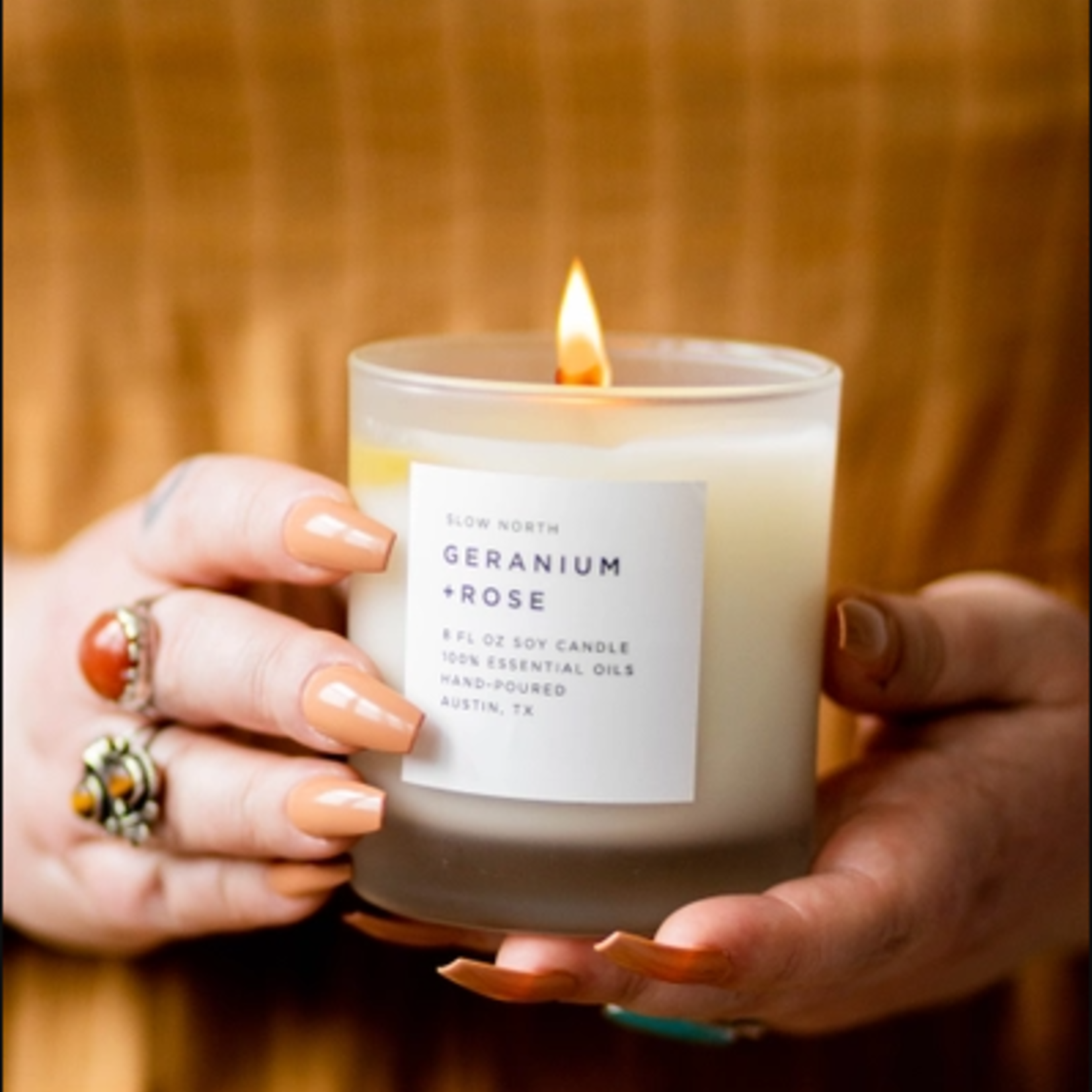 slow north Slow North Geranium + Rose Frosted Candle