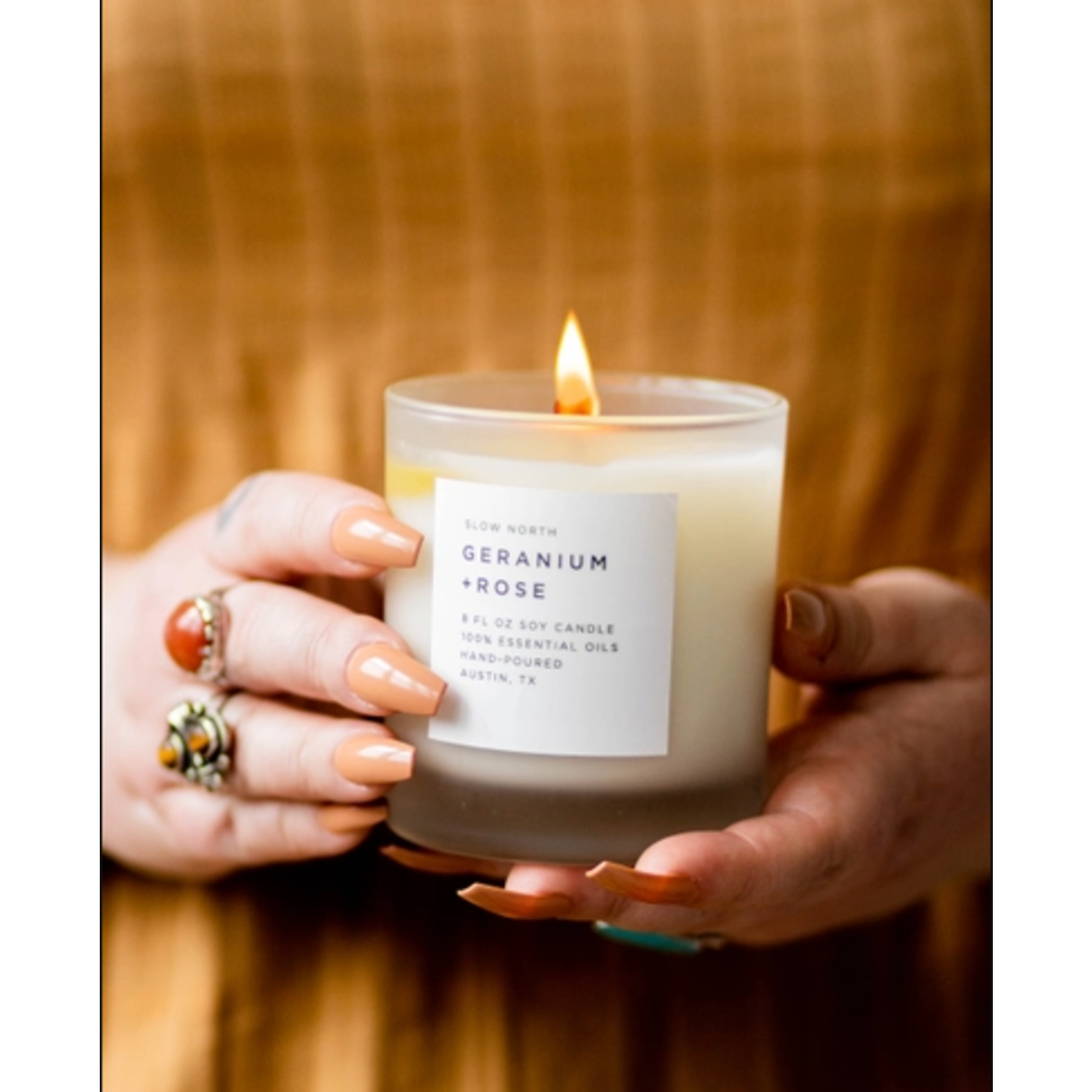 slow north Slow North Geranium + Rose Frosted Candle