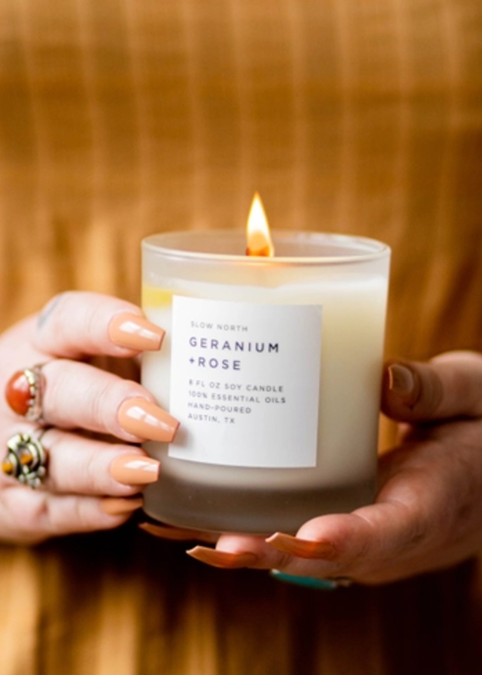 slow north Slow North Geranium + Rose Frosted Candle