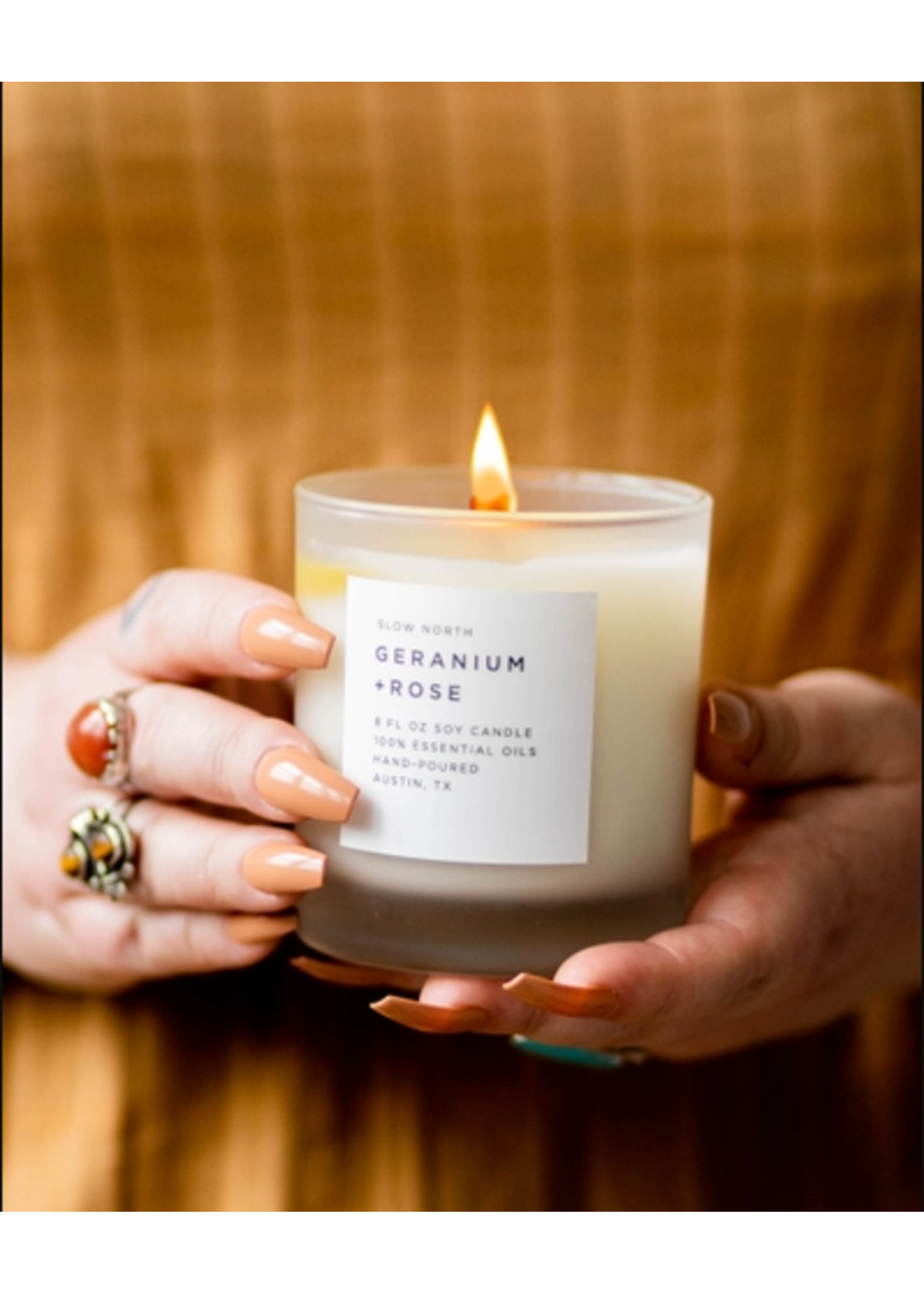 slow north Slow North Geranium + Rose Frosted Candle