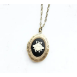 A Pocket of Posies Pocket of Posies Cameo Locket Necklace Ivory and Black Bee