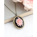A Pocket of Posies A Pocket of Posies Cameo Locket Necklace pink and black