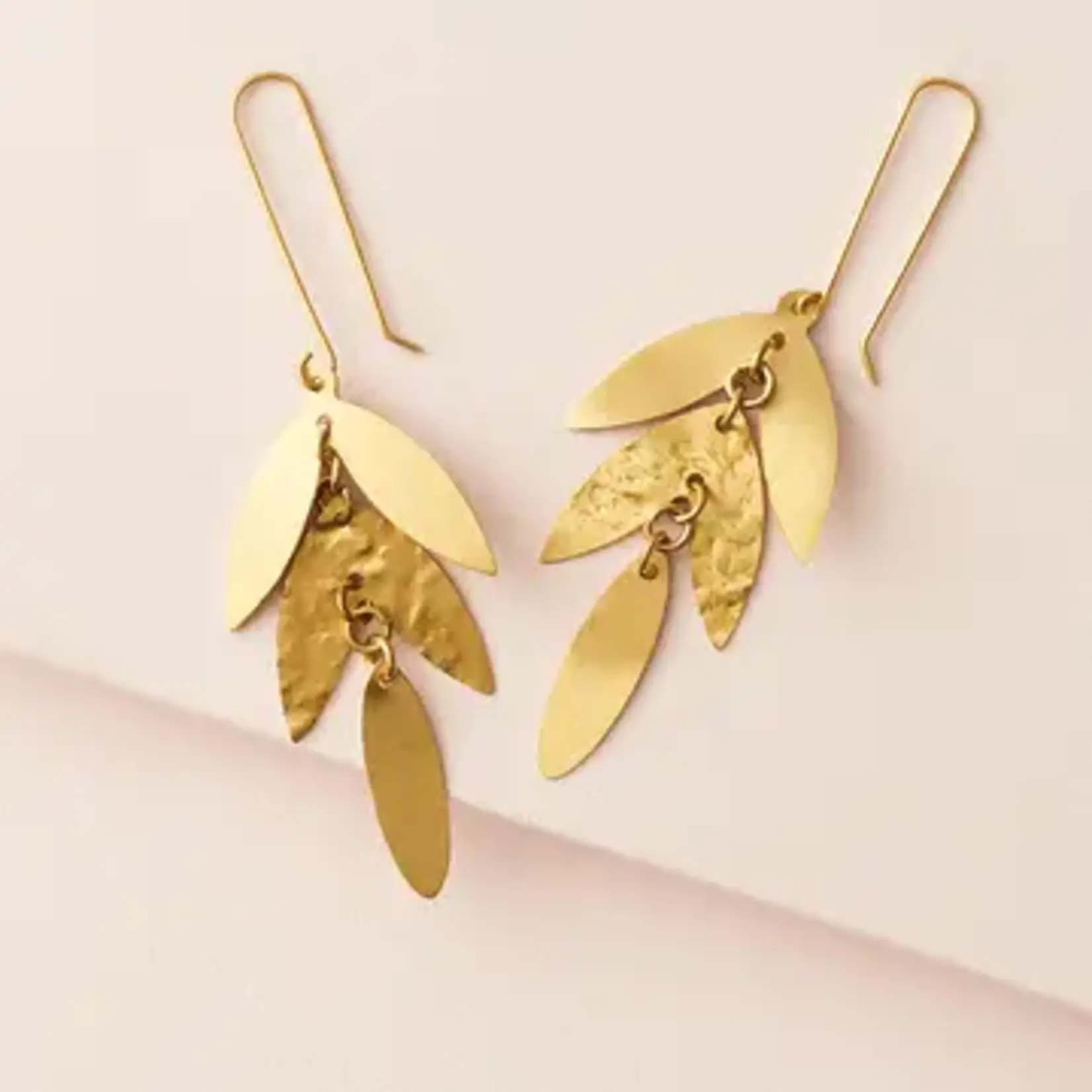 Matr Boomie Chameli Leaf Gold Chandelier Dangle Earrings JMER 577