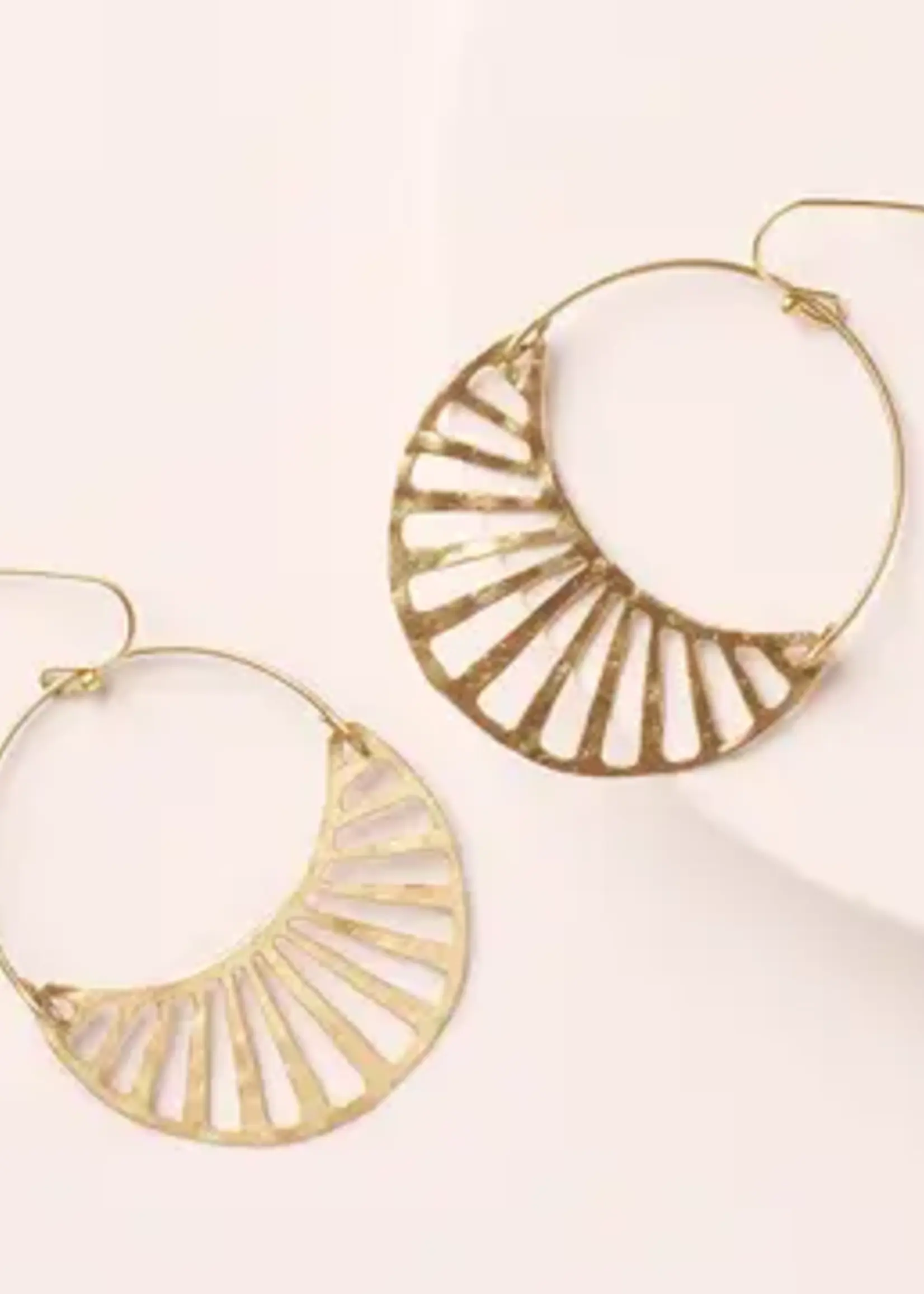 Matr Boomie Rajani Gold Hoop Earrings  Crescent Disc JMER 632