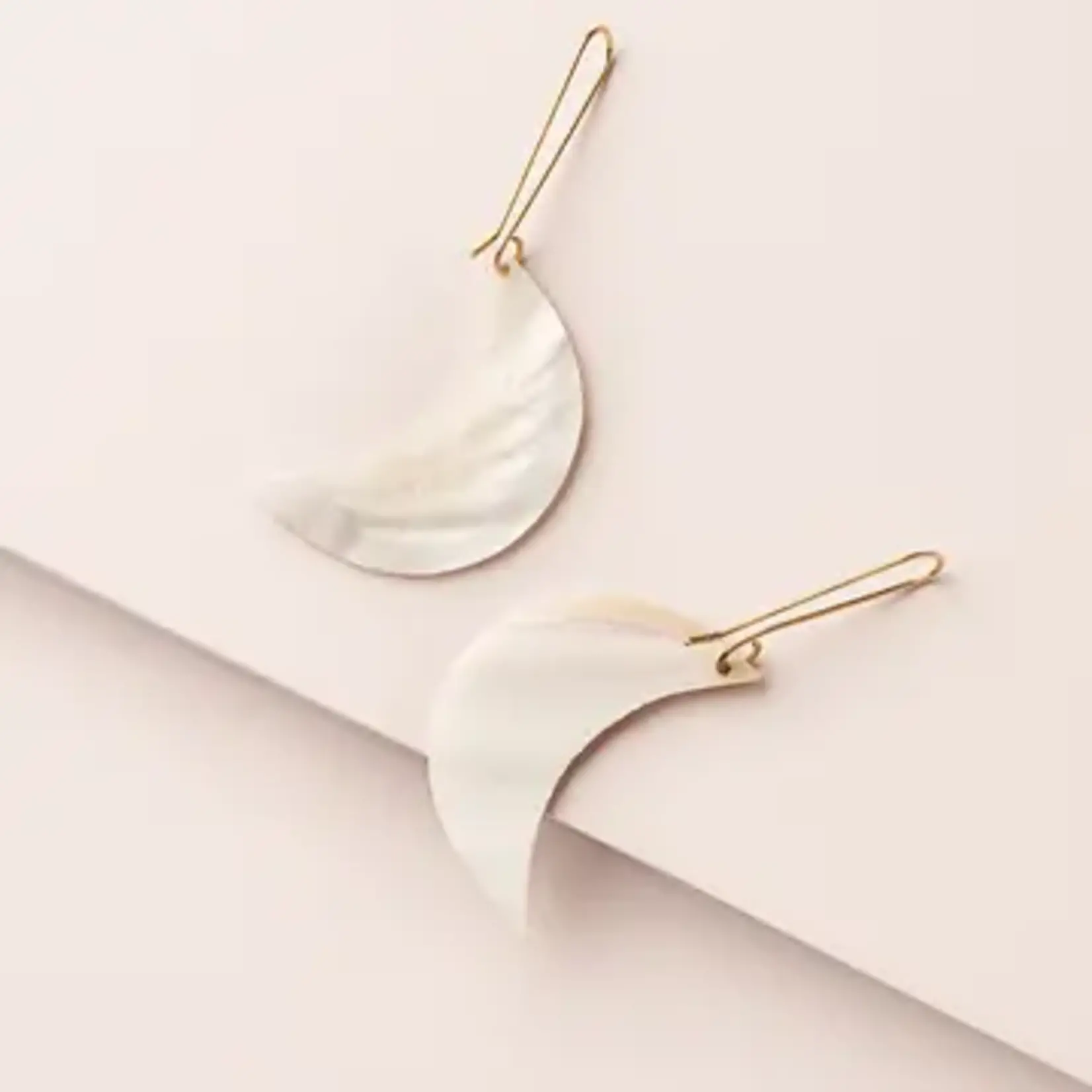Matr Boomie Rajani Crescent Moon Drop Earrings Mother of Pearl JMER 621
