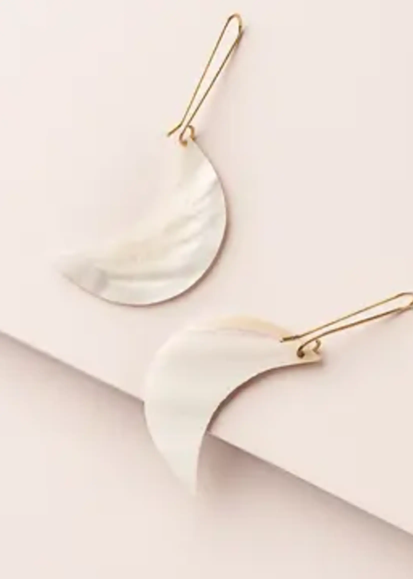Matr Boomie Rajani Crescent Moon Drop Earrings Mother of Pearl JMER 621