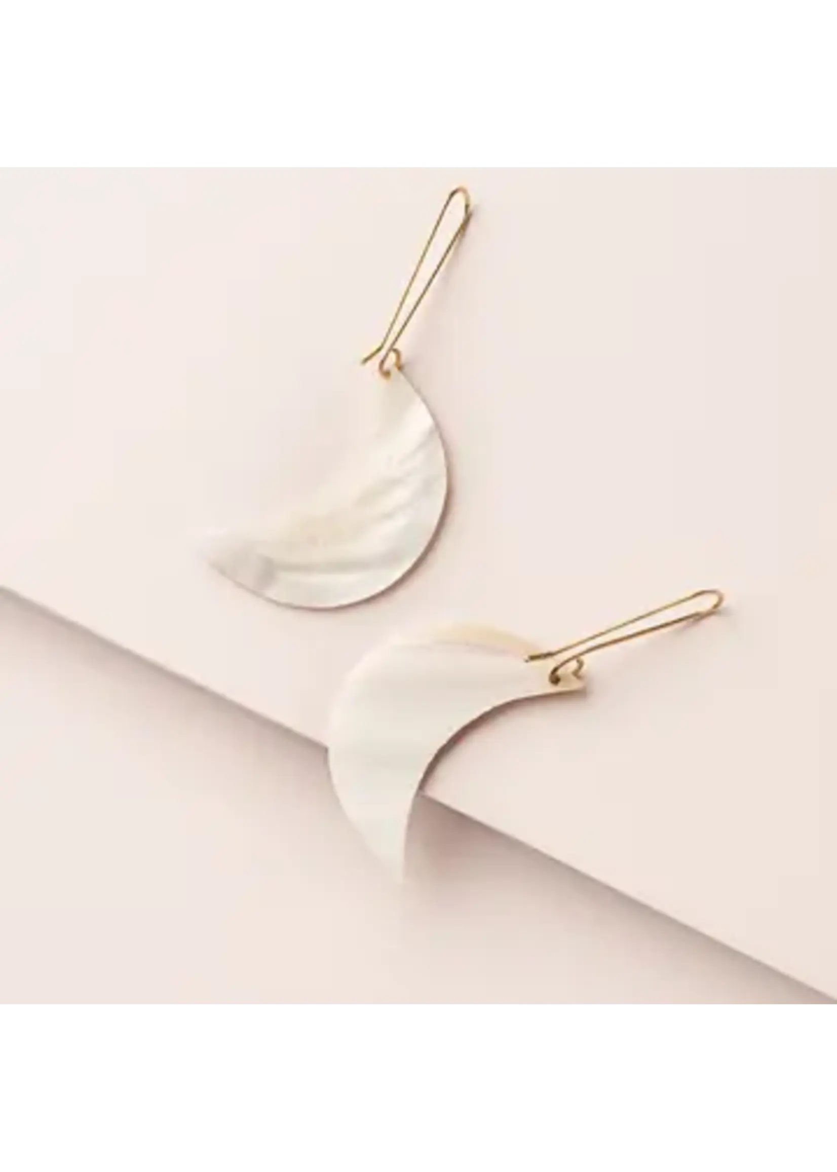 Matr Boomie Rajani Crescent Moon Drop Earrings Mother of Pearl JMER 621