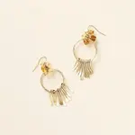 Matr Boomie Ridhi Citrine and Sunstone Brass Fringe Dangle Earrings JMER 206