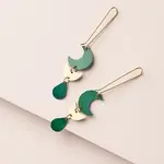 Matr Boomie Rajani Moon Phase Drop Earrings Teal Gold JMER 592