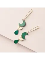 Matr Boomie Rajani Moon Phase Drop Earrings Teal Gold JMER 592