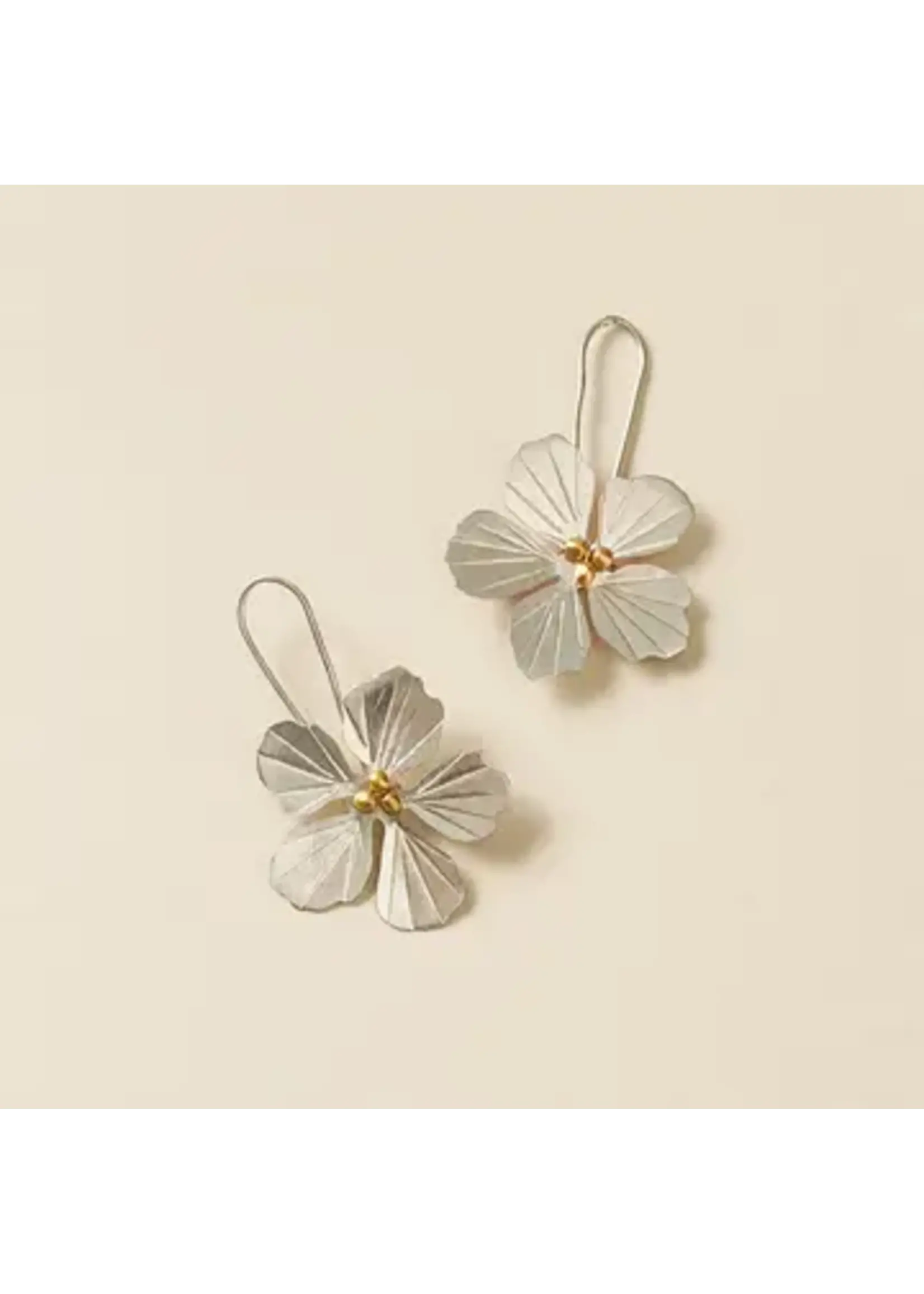 Matr Boomie Sayuri Flower Silver Drop Earrings JLER 104