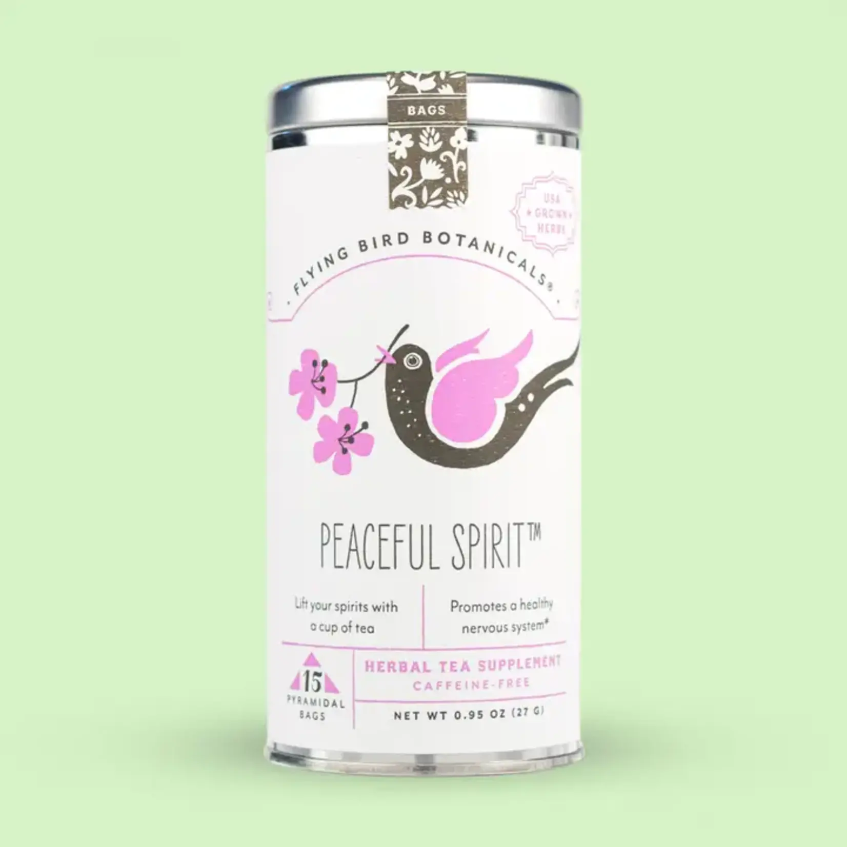 Treehouse Originals Flying bird Botanical peaceful spirit tea bag tea tin