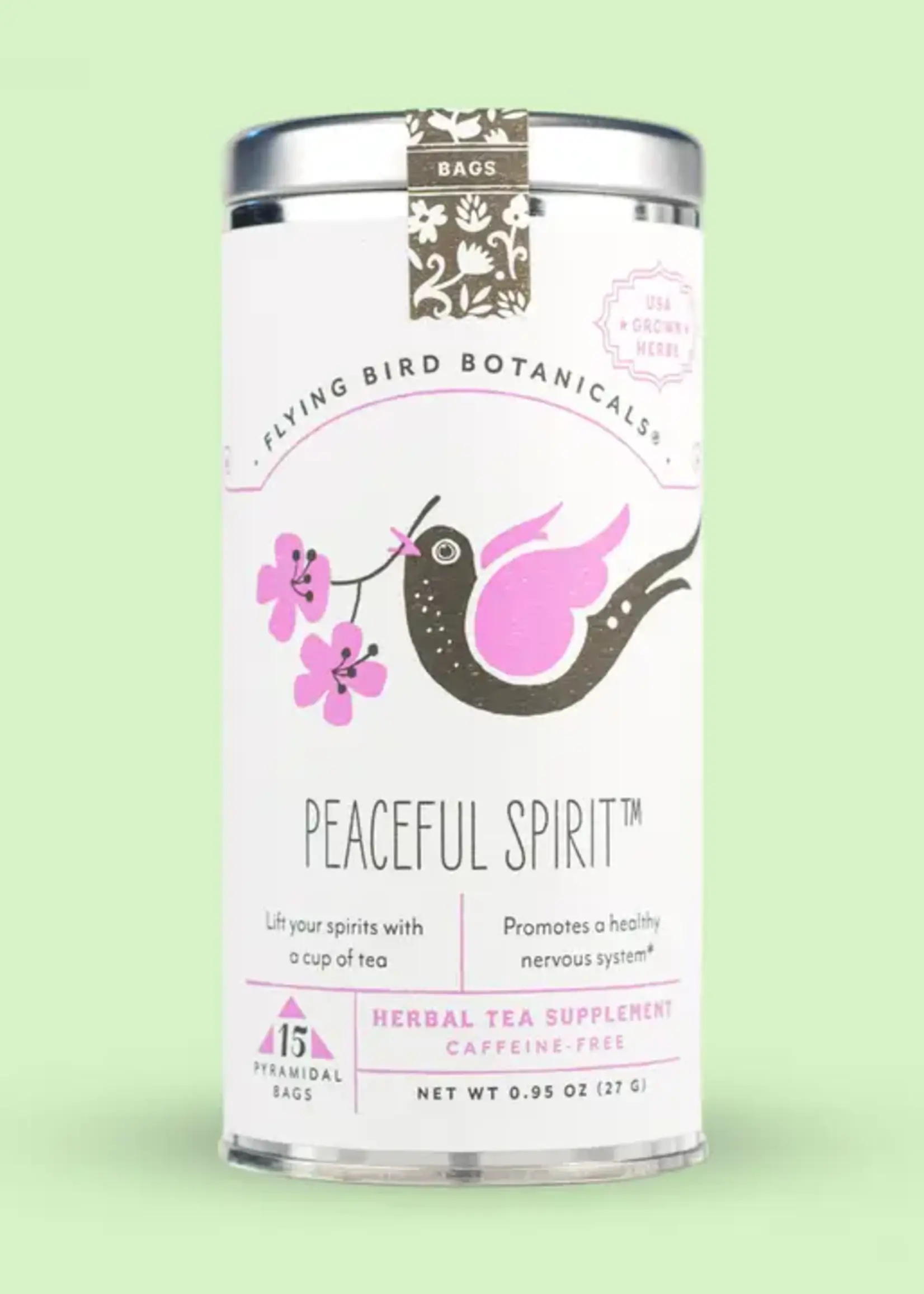 Treehouse Originals Flying bird Botanical peaceful spirit tea bag tea tin