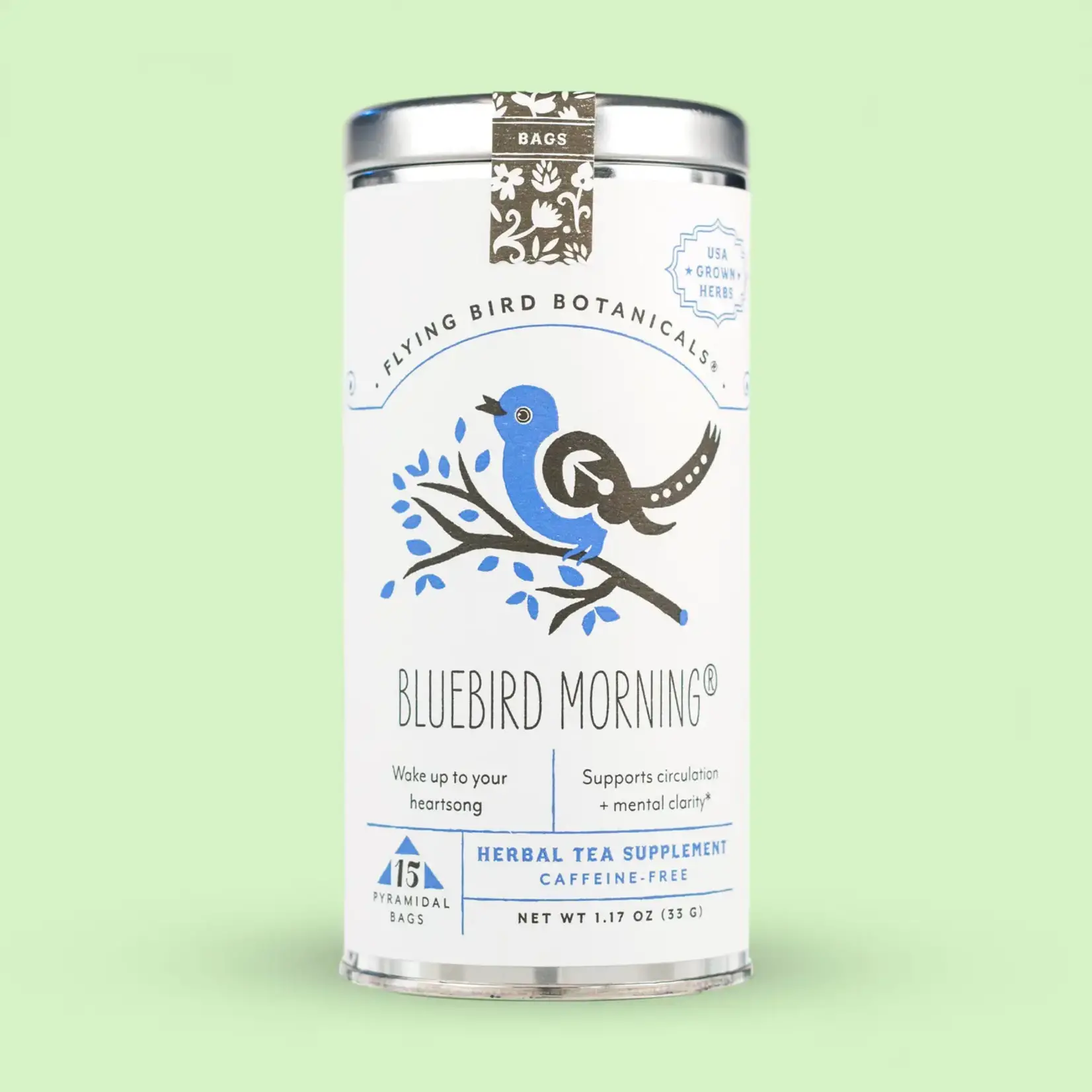Flying bird Botanical Flying bird Botanical Bluebird Morning tea bag tea tin