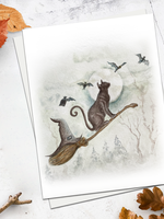My Muses Card Shop My Muses Card Shop  Happy Halloween cat on broomstick